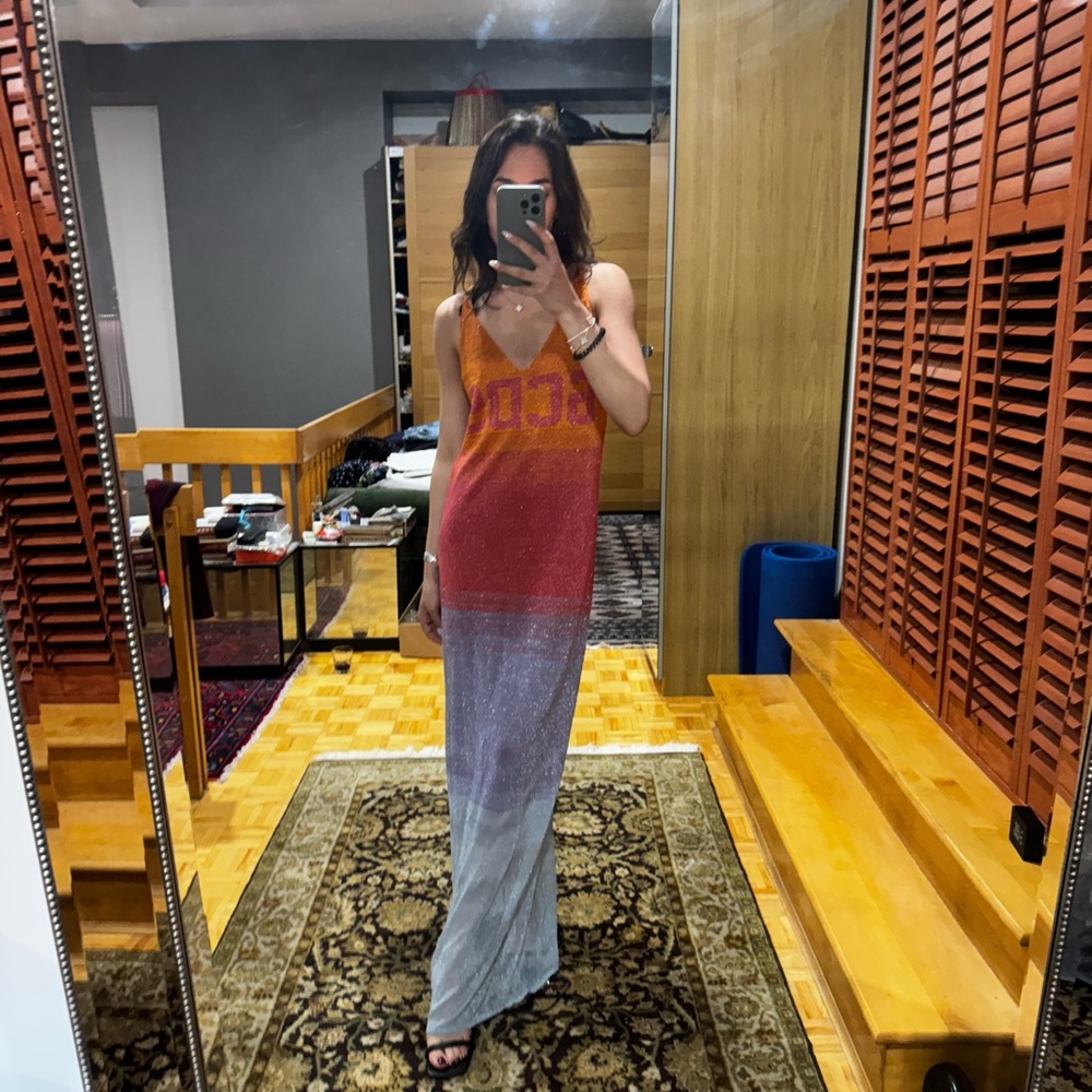 Orange Spaghetti Strap Sleeveless Resort Maxi Sundress